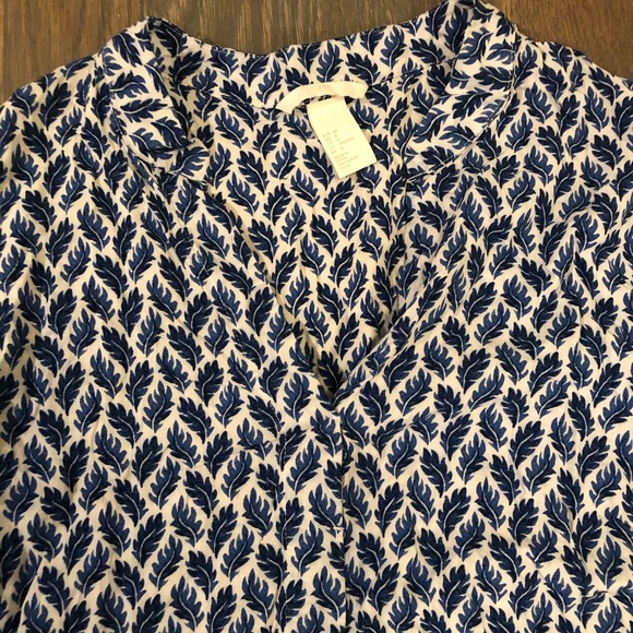 H&M boho v-neck blue leaf mini dress Sz 8 EUC - Picture 2 of 4